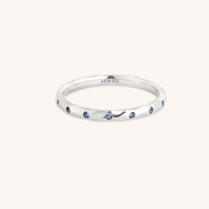 New Astrid & Miyu Molten Blue Crystal Band Ring